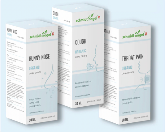 Three boxes of Schmidt & Nagel cold prevention pack on a light blue and green background